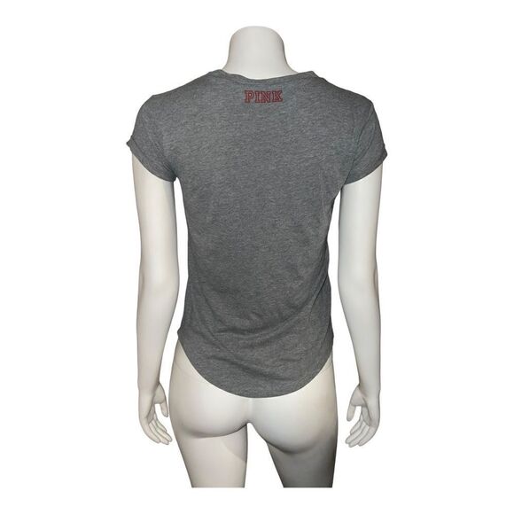 PINK Campus Indiana University IU Hoosiers Collegiate T-Shirt Gray Red XS EUC - Picture 2 of 6